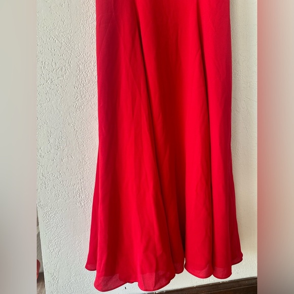 Fame and Partners Red Long Maxi Dress Gown Prom Evening Chiffon Mermaid Formal 4 - Picture 4 of 12